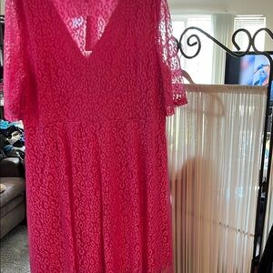 Pink Flutter Sleeve Plunge Neck Sundress